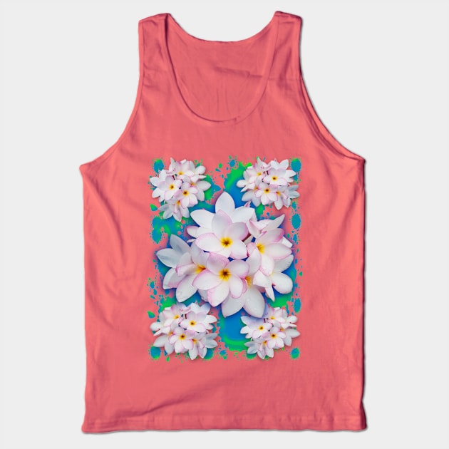 Plumeria Bouquet Exotic Summer Pattern Tank Top by BluedarkArt